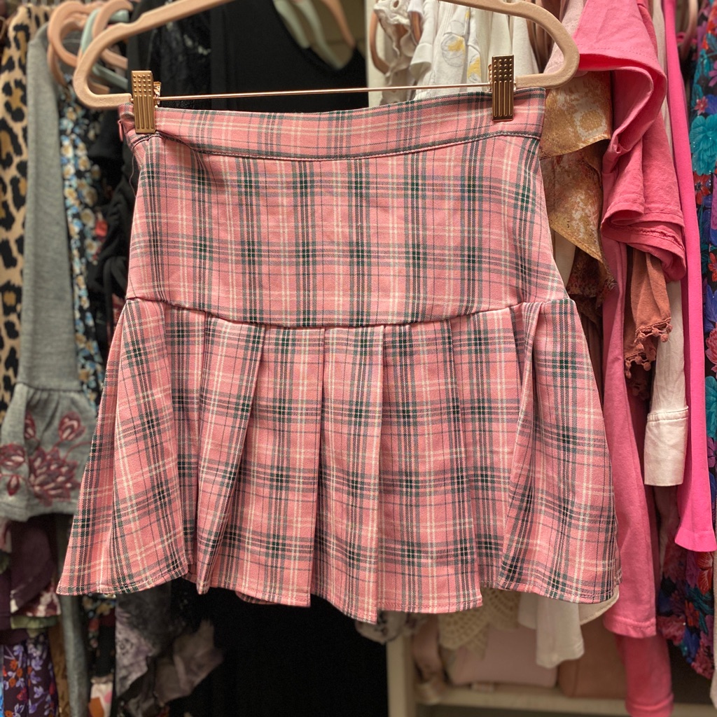 Shein Pink Plaid Skirt